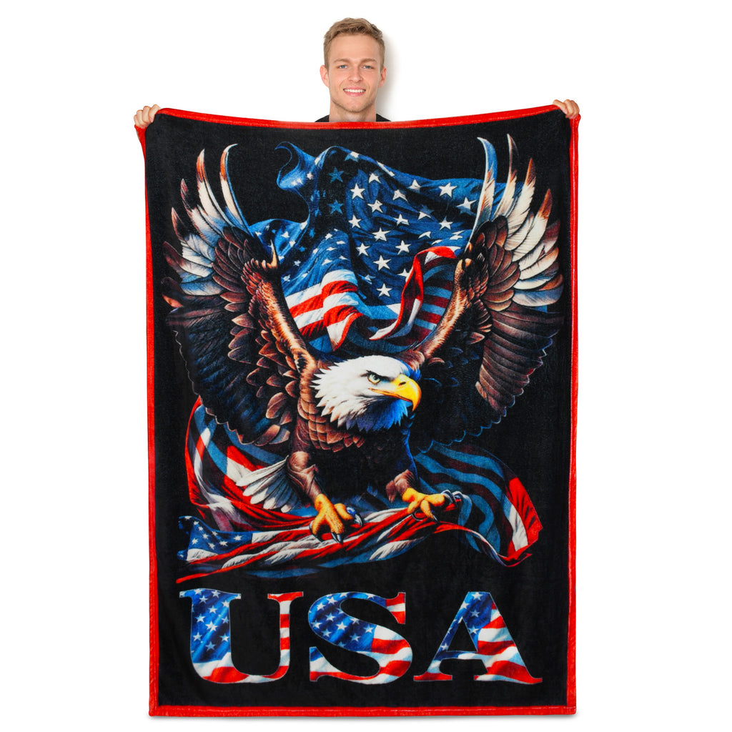 Patriotic American Eagle Flag Throw Blanket