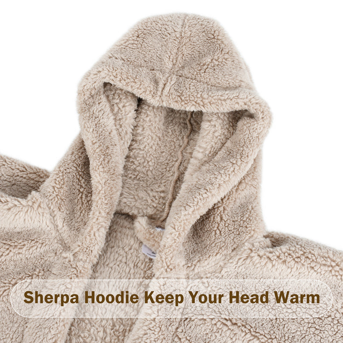 Hooded Sherpa Blanket Poncho Cape