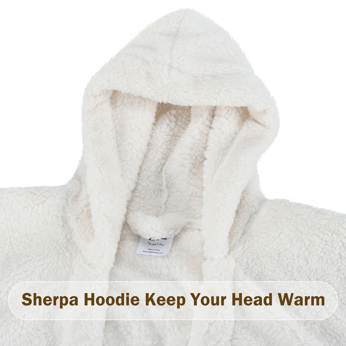 Hooded Sherpa Blanket Poncho Cape
