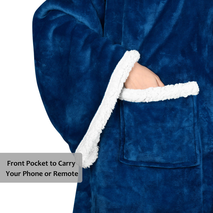 Sherpa Wearable Blanket With Sleeve & Foot Pocket