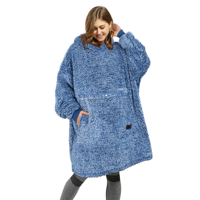Snow Fluffy Berber Fleece Oversize Hoodie Blanket