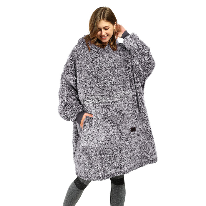 Snow Fluffy Berber Fleece Oversize Hoodie Blanket
