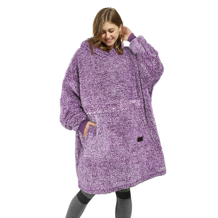 Snow Fluffy Berber Fleece Oversize Hoodie Blanket