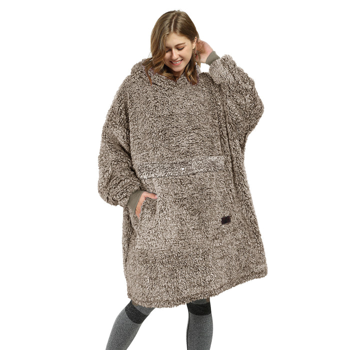 Snow Fluffy Berber Fleece Oversize Hoodie Blanket