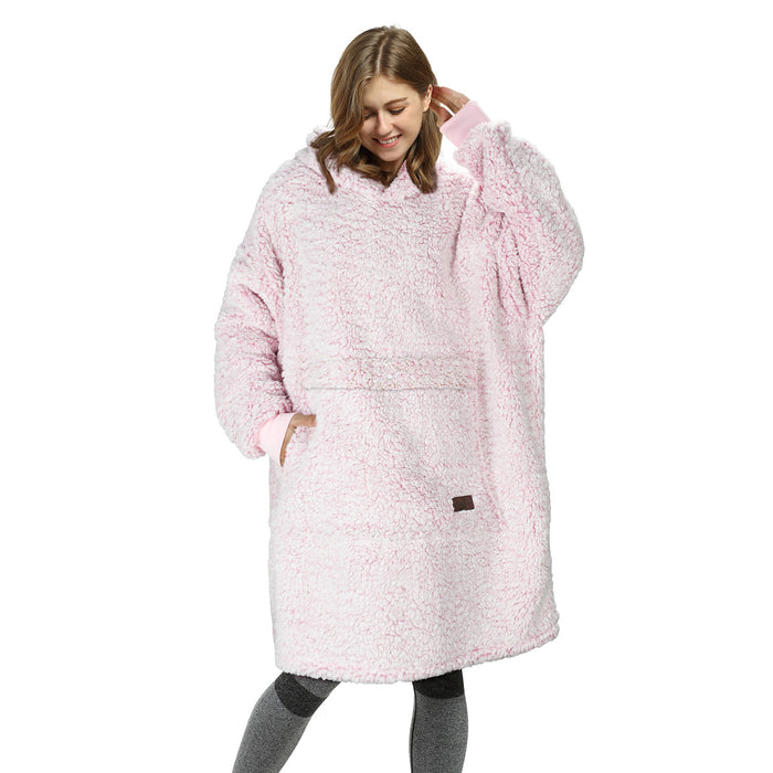 Snow Fluffy Berber Fleece Oversize Hoodie Blanket