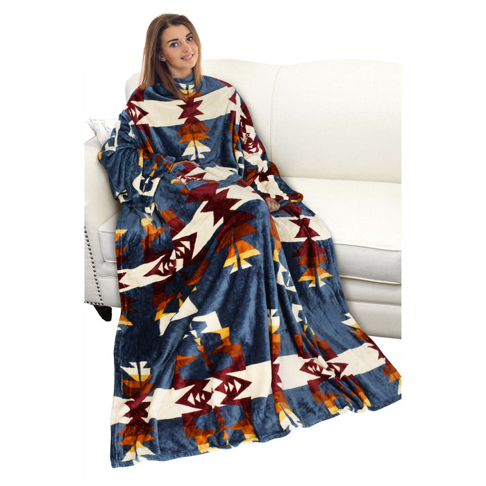 Southwest Fleece Wearable Blanket With Sleeve