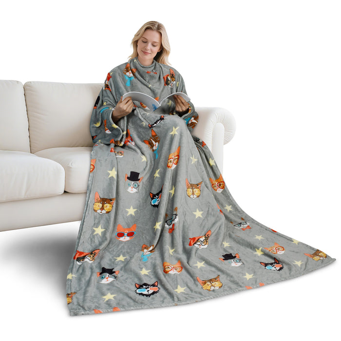 Animal Kingdom Fleece Wearable Blanket With Sleeve