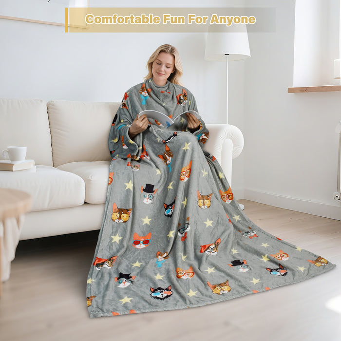 Animal Kingdom Fleece Wearable Blanket With Sleeve
