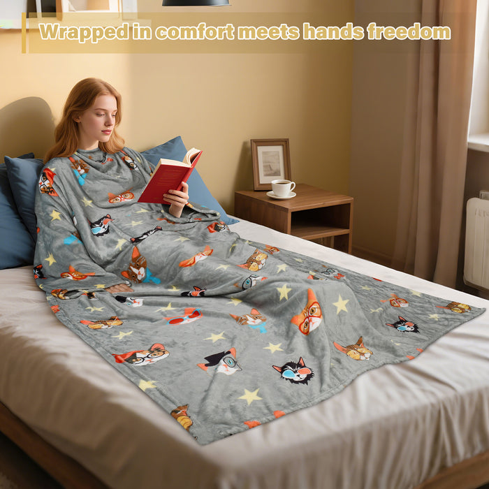 Animal Kingdom Fleece Wearable Blanket With Sleeve