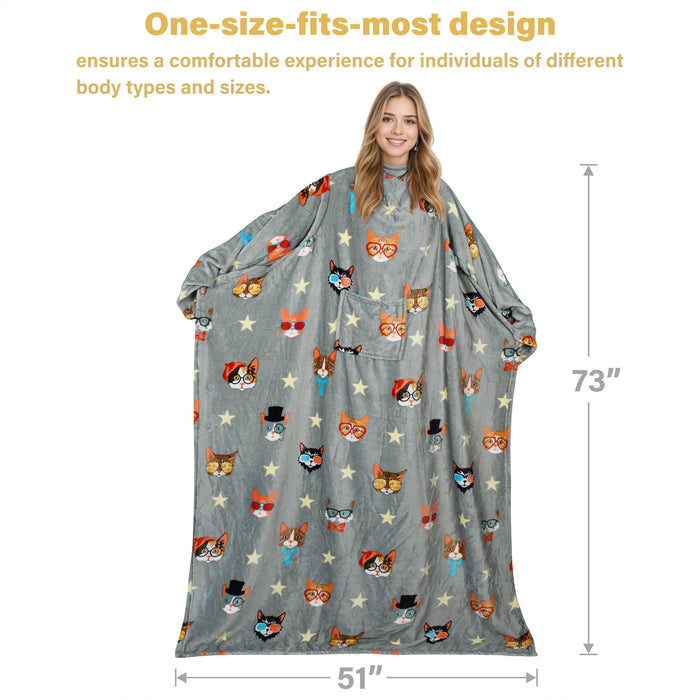 Animal Kingdom Fleece Wearable Blanket With Sleeve
